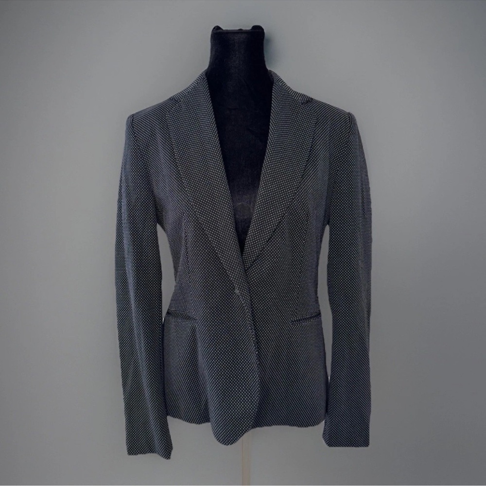 Zara Polka Dot Blazer Black White Office Work Party Preppy Sz 6 Classic EU 38